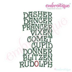 Reindeer Names Embroidery Design - Small