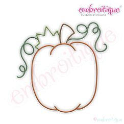 Round Pumpkin with Curly Vines Embroidery Design