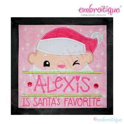 Santa's Favorite Split Name Frame Applique - Small