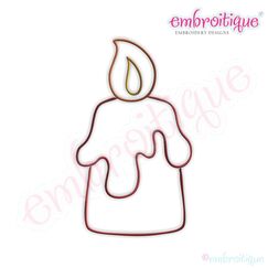 Simple Christmas Candle Embroidery Design - Large