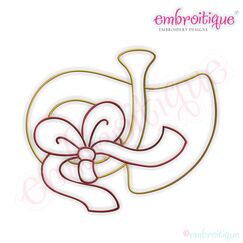 Simple Christmas French Horn Embroidery Design - Small