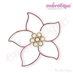 Simple Christmas Poinsettia Embroidery Design - Small