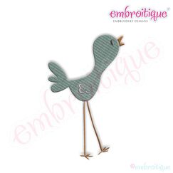 Skinny Birds - Bird Looking Up Embroidery Design
