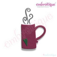 Skinny Birds - Steaming Cup of Coffee Tea Embroidery Design