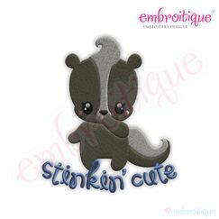 Stinkin Cute Skunk Fill Stitch Embroidery Design