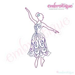 Swirly Twirly Ballet Dancer Embroidery Design