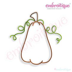 Tall Pumpkin with Curly Vines Embroidery Design