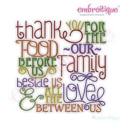Thank You for the Food Before Us... Embroidery Design