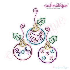 Twirly Ornament Trio Embroidery Design - Large
