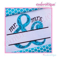 Ampersand Mr and Mrs Applique Split Name Frame - Small