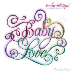 Baby Love Calligraphy Script Embroidery Design
