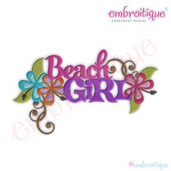 Beach Girl Embroidery Design