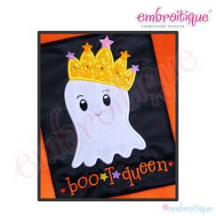 Halloween Boo T Queen Princess Crown Ghost Applique