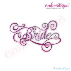 Bride Calligraphy Script Embroidery Design