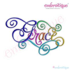 Grace Calligraphy Script Embroidery Design - Large