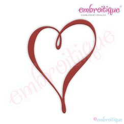 Calligraphy Heart Chevron Pattern Filled Embroidery Design - Small