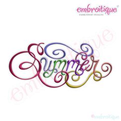 Summer Calligraphy Script Embroidery Design - Small