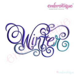 Winter Calligraphy Script Embroidery Design - Small