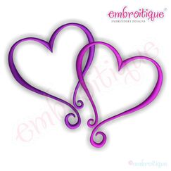 Curly Heart Double Embroidery Design
