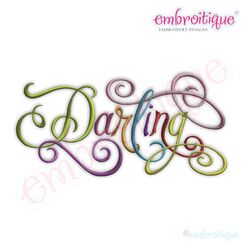 Darling Calligraphy Script Embroidery Design