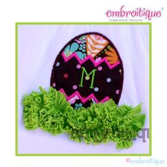 Easter Egg Monogram with Grass Ruched Shabby Sweet Design
