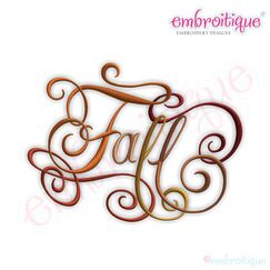 Fall Calligraphy Script Embroidery Design - Small
