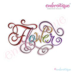 Flower Calligraphy Script Embroidery Design