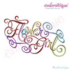 Flower Girl Calligraphy Script Embroidery Design
