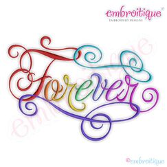 Forever Calligraphy Script Embroidery Design - Large