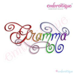 Gramma Calligraphy Script Embroidery Design