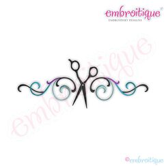 Flourish Border with Scissors Embroidery Design