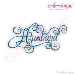 Husband Calligraphy Script Embroidery Design