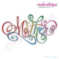 Mother Calligraphy Script Embroidery Design - Small