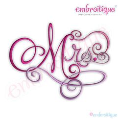 Mrs. Calligraphy Script Embroidery Design