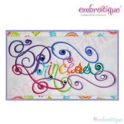 Princess Calligraphy Script Embroidery Design - Large