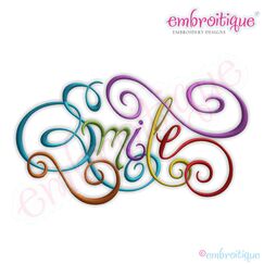 Smile Calligraphy Script Embroidery Design - Small