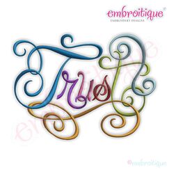 Trust Calligraphy Script Embroidery Design
