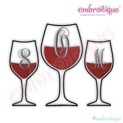 Wine Glass Monogram Font Frame - Small