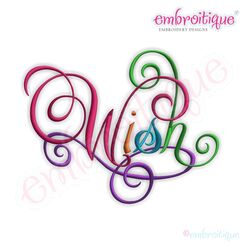 Wish Calligraphy Script Embroidery Design - Large