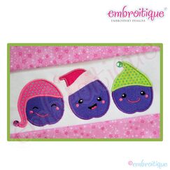 Christmas Three Sugar Plums Applique - Small