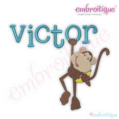 Hanging Monkey Filled Embroidery Design