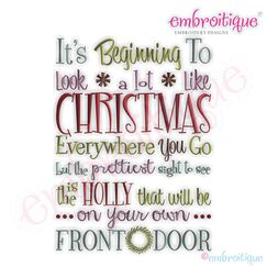 It's Beginning to Look a Lot Like Christmas Full Embroidery Design - Small