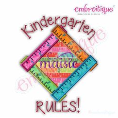 Back to School Ruler Applique Font Frame - Bonus Kindergarten Rules Design included!