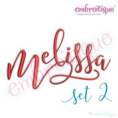 Melissa Monogram Set -  Hand Lettered Calligraphy Script - Set 2 - 1", 2", 3"