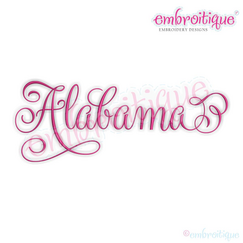 Alabama Calligraphy Fancy Script 3 USA United States Machine Embroidery Design