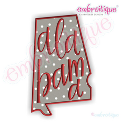 Alabama State Shape Hand Lettered Applique USA United States Roll Tide Crimson