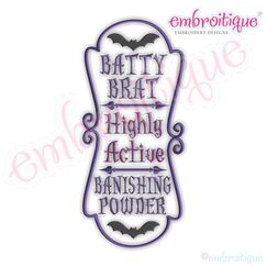 Batty Brat Banishing Powder Halloween Potion Bottle Label