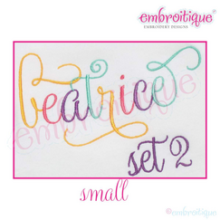 Beatrice Monogram Set 2 - Small - Upright Calligraphy Script Alphabet for Machine Embroidery