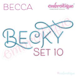 Becca Set 10 - EXCLUSIVE - Thin Calligraphy Swash Upright Alphabet Font for Machine Embroidery