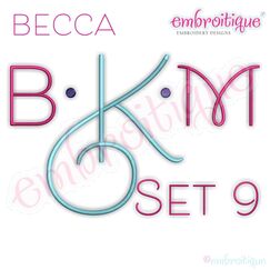 Becca Set 9 - EXCLUSIVE - Thin Calligraphy Swash Upright Alphabet Font for Machine Embroidery